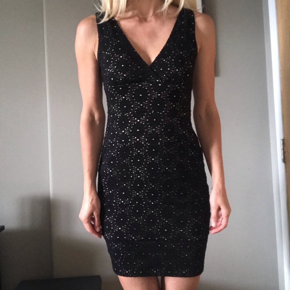 Sheath dress in stretchy lace like fabric